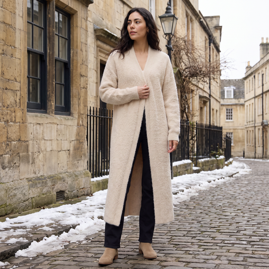 Women's Fluffy Longline Open-Front Cardigan