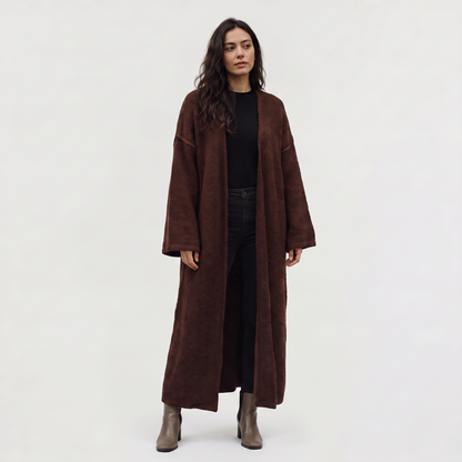 Women's Long Line Open-Front Knit Cardigan
