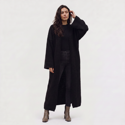 Women's Long Line Open-Front Knit Cardigan