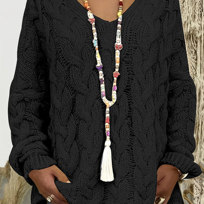 Eva | Sophisticated Cable-Knit V-Neck Christmas Jumper for Women