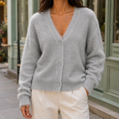 Clara-Pearl V-Neck Jumper