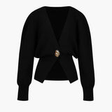 Women's Gold-Button Knitted Cardigan - Structured Fit
