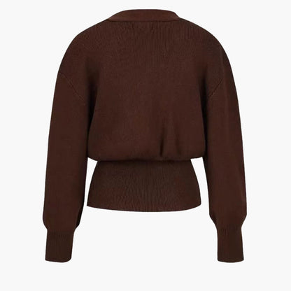 Women's Gold-Button Knitted Cardigan - Structured Fit
