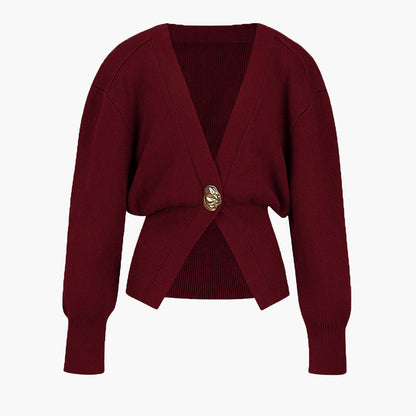 Women's Gold-Button Knitted Cardigan - Structured Fit