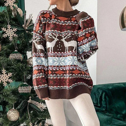 Mila | Cosy Reindeer Pattern Christmas Jumper for Women