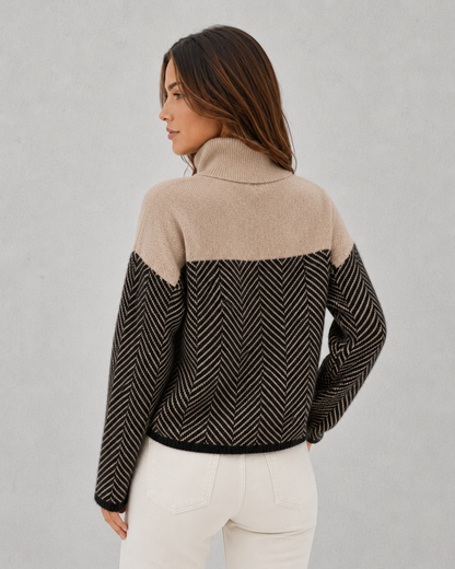 Rosie | Classic Herringbone Colour Block Christmas Jumper for Women