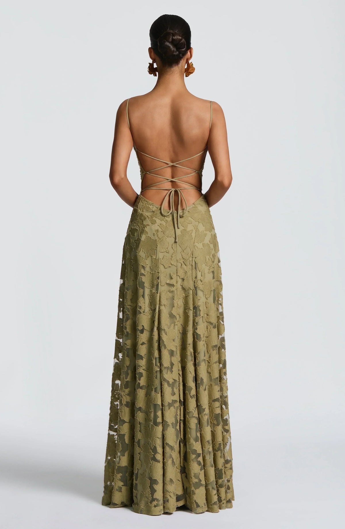 Elegant Cowl Neck Textured Floral Maxi Dress – Bridesmaid & Evening Gown