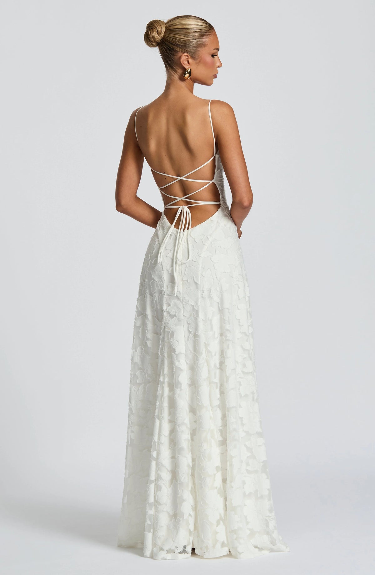 Elegant Cowl Neck Textured Floral Maxi Dress – Bridesmaid & Evening Gown
