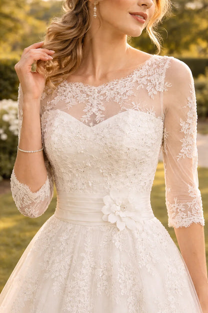 Women's Wedding Dress | Midi Lace Overlay A-Line
