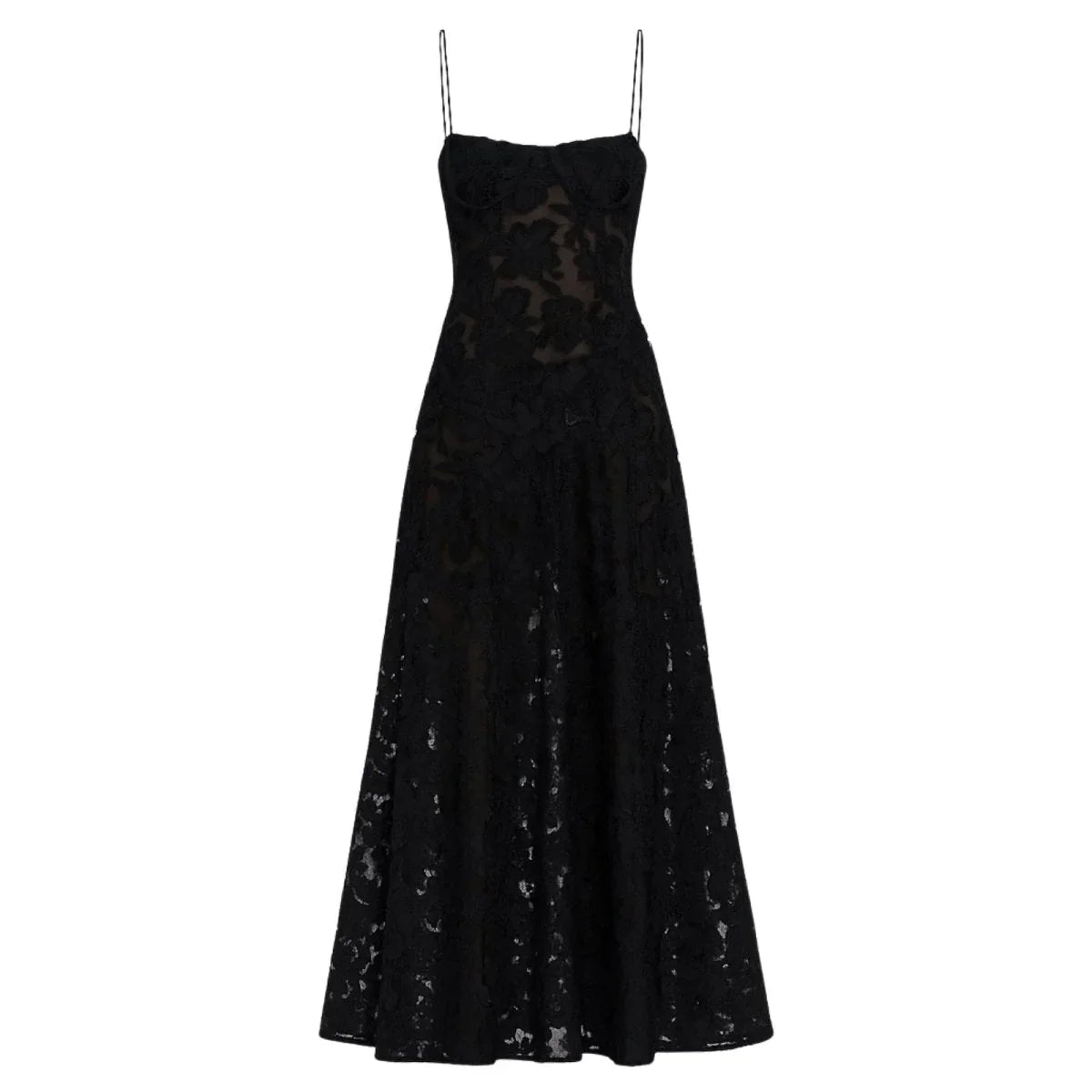 Floral Jacquard Corset Maxi Dress – Spaghetti Strap Bridesmaid Gown