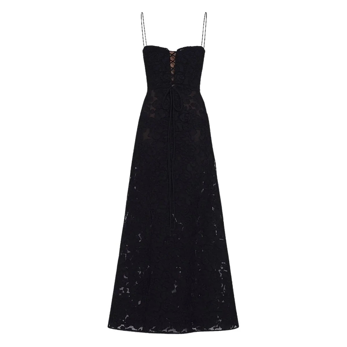 Floral Jacquard Corset Maxi Dress – Spaghetti Strap Bridesmaid Gown