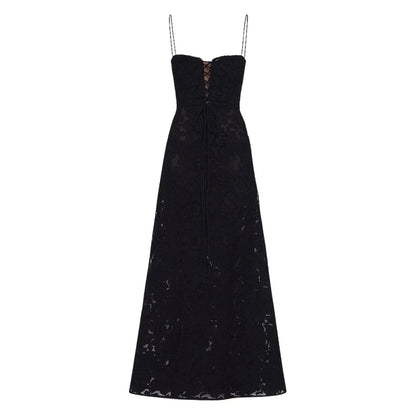 Floral Jacquard Corset Maxi Dress – Spaghetti Strap Bridesmaid Gown