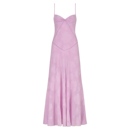 Floral Jacquard Corset Maxi Dress – Spaghetti Strap Bridesmaid Gown