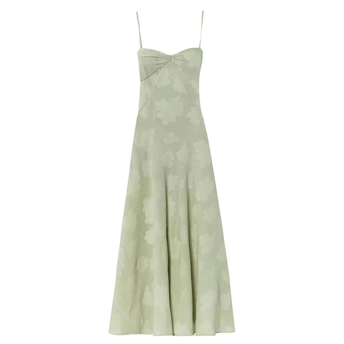Floral Jacquard Corset Maxi Dress – Spaghetti Strap Bridesmaid Gown