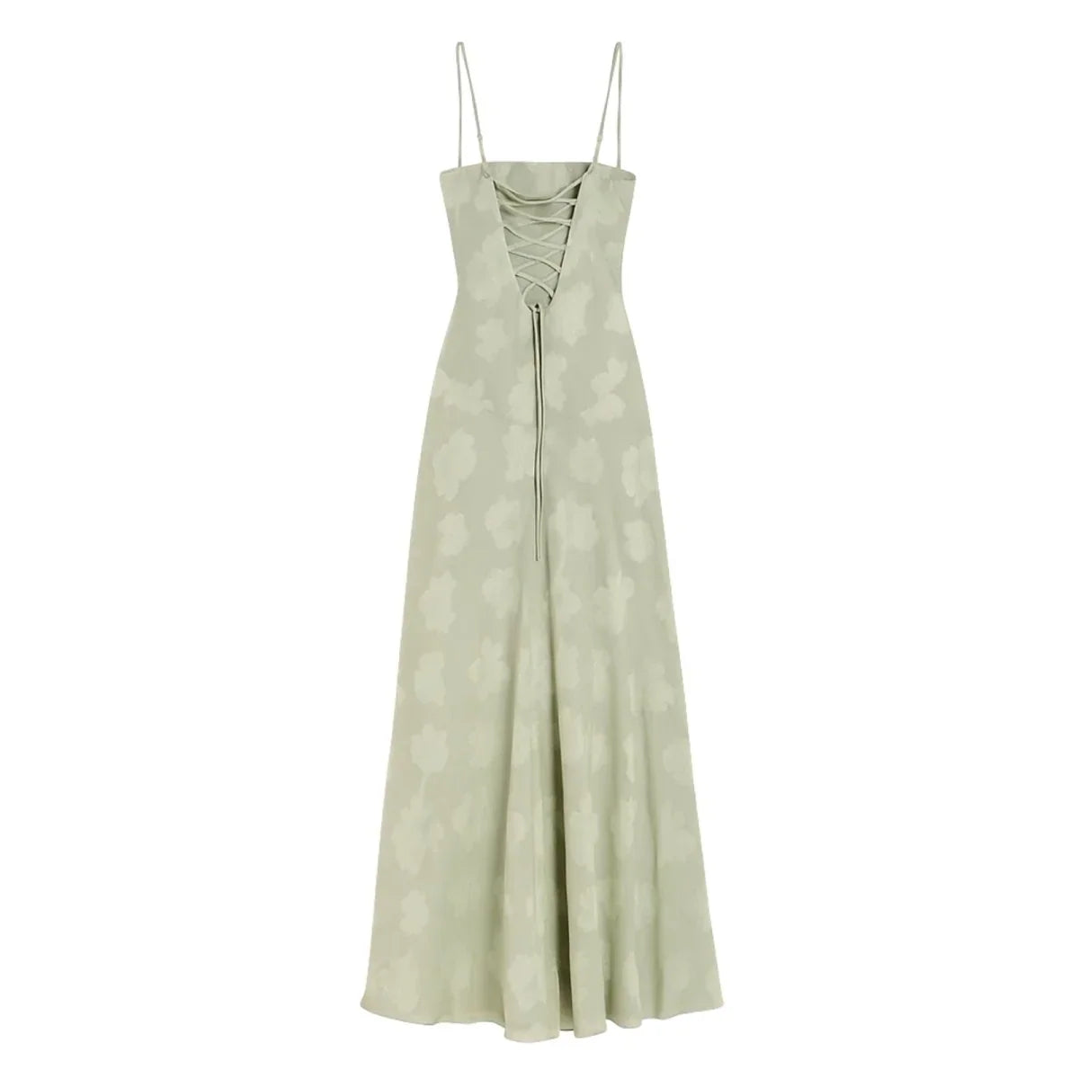 Floral Jacquard Corset Maxi Dress – Spaghetti Strap Bridesmaid Gown