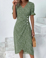 Women's Wedding Guest Dress | Midi Floral Wrap V-Neck