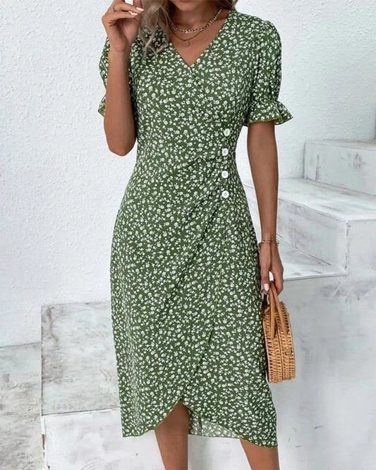 Women's Wedding Guest Dress | Midi Floral Wrap V-Neck
