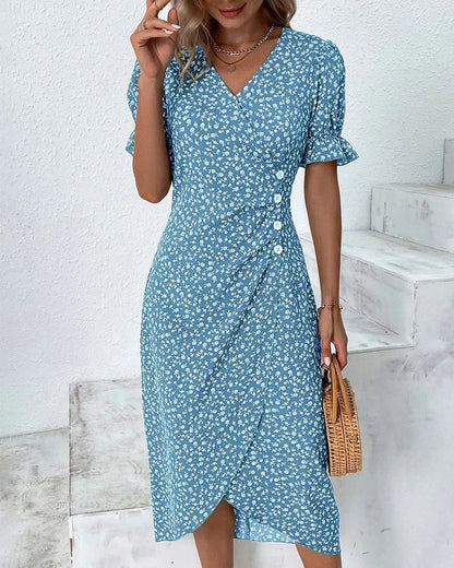 Women's Wedding Guest Dress | Midi Floral Wrap V-Neck