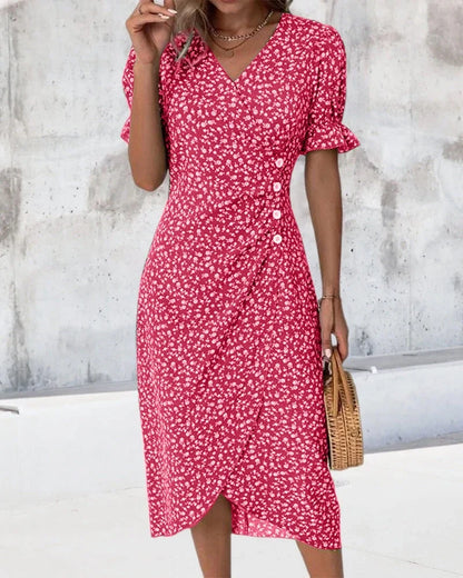 Women's Wedding Guest Dress | Midi Floral Wrap V-Neck