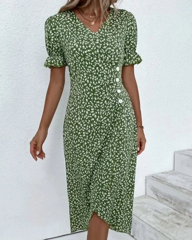 Women's Wedding Guest Dress | Midi Floral Wrap V-Neck