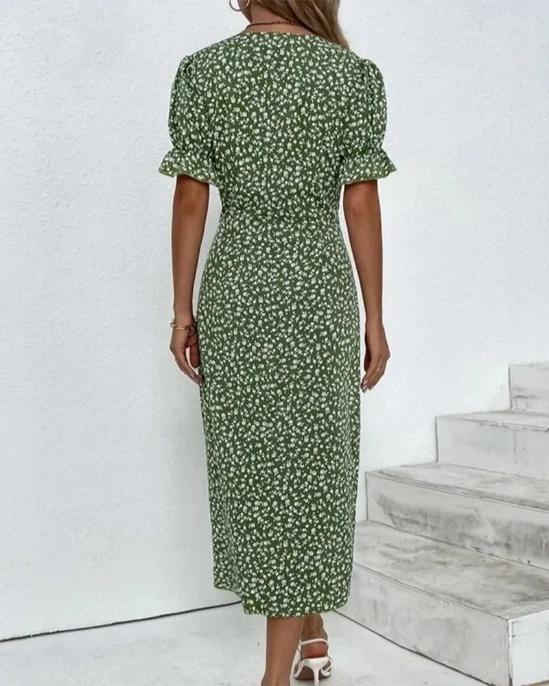 Women's Wedding Guest Dress | Midi Floral Wrap V-Neck