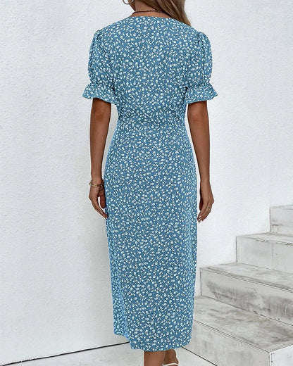 Women's Wedding Guest Dress | Midi Floral Wrap V-Neck