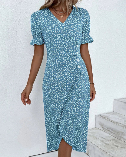 Women's Wedding Guest Dress | Midi Floral Wrap V-Neck