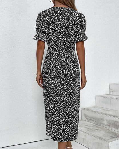 Women's Wedding Guest Dress | Midi Floral Wrap V-Neck