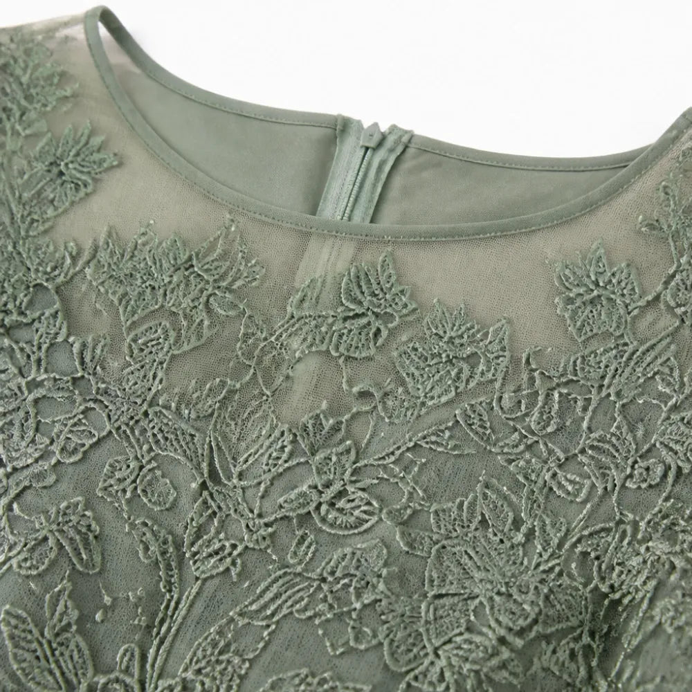 Women's Wedding Guest Dress | Midi Lace Embroidered