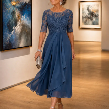 Women's Wedding Guest Dress | Midi Lace Embroidered