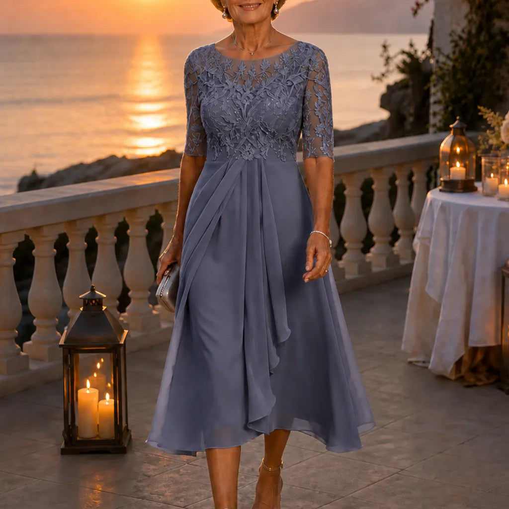Women's Wedding Guest Dress | Midi Lace Embroidered
