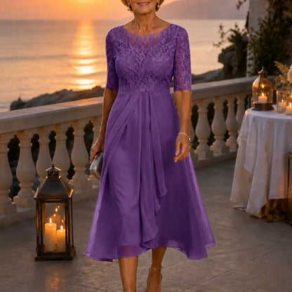 Women's Wedding Guest Dress | Midi Lace Embroidered